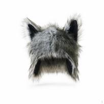 Pliušinis Vilko Letenos Pirštinių ir Kepurės Rinkinys Helovino Cosplay Pilkas Gray Hat black
