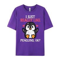 I Just Really Like Penguins Ok Cute Girls Toddler Black Graphic T Shirts Vintage 4XL black