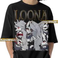 LOONA HELLUVA BOSS Shirt, Loony Toony Wolf Custom T-Shirt, Loony Hellhound Demon Vintage Merch, Funny Loona Receptionist Tees Fans Gift 100 gray