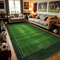 Futbolo Aikštės Ilgi Kilimai Pūkuoti Minkšti Didelio Plotas Svetainės Dekoro Kilimas Sporto Tema Miegamojo Filmų Peržiūros Kambario Grindų Kilimėlis 1.9x5.2ft(60x160cm)