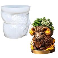 3D Horned Sheep Casting Molds with Flexible Construction for Small Plant Containers, Candle Making, Soap Crafts, and Gypsum Figures 1