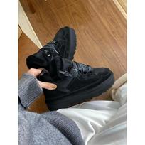 Winter new snow boots fur integrated lace-up non-slip warm sports casual cotton shoes fur snow boots 39 juoda