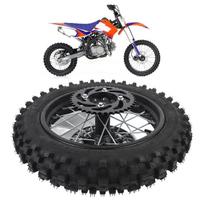 12 colių motokroso galinio rato ratlankis 80/100-12 3.00-12 Galinio rato padanga ir ratlankis Vidinis vamzdis 15 mm ašis su stabdžių diskiniu rotoru ir 420 41T žvaigždute gray