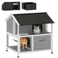 Outdoor Cat House, Cat Shelter for Outdoor Use, Waterproof, Hinged Roof, Spruce Wood, 80 x 93 x 95, Grey 80 x 93.2 x 95.2 cm pilka