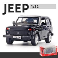 1/32 mastelio „Lada NIVA Diecast“ automobilio modelio žaislas, patraukiama atgal žaislinė transporto priemonė su garsu ir šviesa vaikams, mažiems berniukams, mergaitėms, dovanų kolekcija 1/32-13.5x6x5.5 cm juoda
