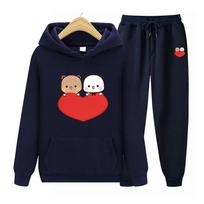 Bubu ir Dudu rašto moteriškas džemperis su gobtuvu ir kelnės Mada Kokybiški drabužiai Klasikinis paprastumas Sportinis kostiumas Harajuku drabužiai 3XL black