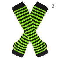Dryžuotos Unisex Pirštinės Be Pirštų Ilgos Moterims Mergaitėms Rankovių Šildytuvai Megzta Apyrankė Alkūnių Pirštinės Šiltas Manžetas One Size green