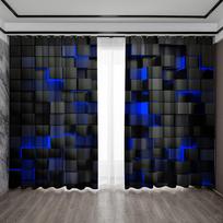 2 vnt. Glam geometrinio marmuro rašto perforuotos langų užuolaidos, UV spinduliams atsparūs, šviesą filtruojantys poliesterio paneliai svetainei, su kišene strypui Milled cotton fabric&Grommet Top white