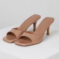 Vasarinės šlepetės moterims Paprasti mulai Vienspalvės Moteriški batai su kvadratiniu priekiu ir stiletto kulnu Komfortiški Kvėpuojantys Seklūs Aukšti Kulniukai 38 brown