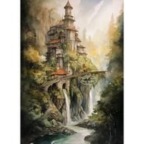 Vandenveidžio Viduržemio Klasikinio Magijos Filmo Rivendell Drobės Meno Žiedo Plakatai ir Spaudiniai Sienos Tapyba Svetainės Namų Dekoras 70cm×120cm NoFrame