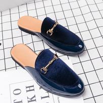 Itališki vyriški šlepetės Suede Odiniai Loaferiai Moccasins Lauko Sandalai Vyriški Laisvalaikio Batai Vyrams Vasaros Dizainerio Prekės Batai 2024 44 black