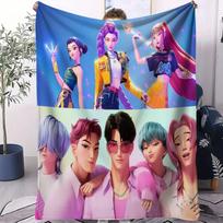 K-POP Huntrix & Saja Boys Flanelinis pledas Karštas anime pledas namams, svetainei, kelionėms, stovyklavimui, biurui, miegui, gerbėjų dovana 40x50in