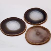 Drink Coaster Agate Round Heat Proof Stone Coaster for Kitchen Dining Table Drinkware gray