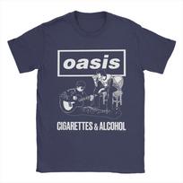 Cigaretės Ir Alkoholis Marškinėliai Vyrams Moterims Medvilniniai Viršutiniai Drabužiai Retro O-Oasis Roko Grupė Apvalia Kaklo Trumpomis Rankovėmis 4XL gray