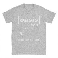 Cigaretės Ir Alkoholis Marškinėliai Vyrams Moterims Medvilniniai Viršutiniai Drabužiai Retro O-Oasis Roko Grupė Apvalia Kaklo Trumpomis Rankovėmis 2XL white