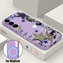 S26 Ultra Case Leopard Star Disco Ball Pattern Magnetic For Magsafe Soft Silicone Cover For Samsung Galaxy S25 FE S24 Ultra S23 S22 Plus S21 Samsung S26 Ultra violetinė