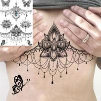 Lotuso Chna Mandala Krūtinės Laikinos Tatuiruotės Moterims Po Krūtine Suaugusiems Drugelio Vėžlio Liūto Netikra Tatuiruotė Seksualios Vandeniui Atsparios Tatuiruotės