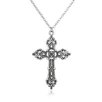 Fashion Christian Necklaces for Women Wen Gift Vintage Gothic Crucifix Pendant Long Chain Necklace Choker Goth Punk Jew 1 gray