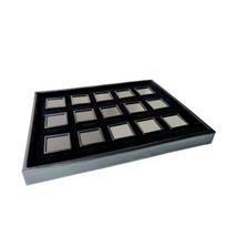 Pack Of 15 3Cm Square Plastic Jewelry Storage Boxes With Clear Lids And PU Lining For Gems And Beads black