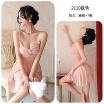 Sexy lingerie sexy mesh perspective pajamas hot suspender nightgown passion uniform One size fits all ( 40-62.5kg ) brown