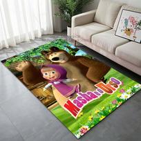 Įvairių dydžių Animacinis M-Maša ir Lokas rašto kilimas svetainei, miegamajam, sofai, namų dekoravimui, neslystantis grindų kilimėlis, didelis dydis 40cm x 60cm