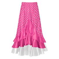 Vaikų Mergaičių Ispaniškas Flamenco Taškuotas Klostuotas Sijonas Elastingas Juosmuo Sluoksniuotas Klostuotas Ilgas Sijonas Šokių Pasiruošimui Konkursui Helovynui 7-8 Years karšta rožinė spalva