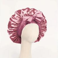 Satin Silk Hair Bonnet | Adjustable Tie Band | Sleep Bonnet for Women Men | Unisex Protective Headwear ryškiai rožinė
