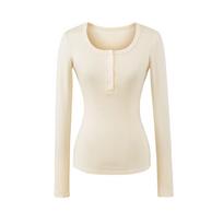 Women's Sweet & Spicy Long-Sleeve Slim Fit Henley Collar T-Shirt Small