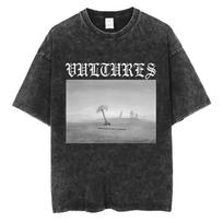 Kanye West Ye Ty Dolla Sign YS Vultures Logotipo Išplėtiniai Marškinėliai Unisex Moterims Harajuku Hip Hop Rap Marškinėliai Laisvi Apvalia Kaklo Marškinėliai L gray