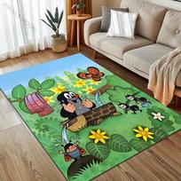 Mažojo kurmio paveikslėlio animacinis kilimas svetainei, miegamajam, sofai, prie durų, sofos stalo plotui, neslystantis grindų kilimėlis, dovanoms 40cm x 60cm black