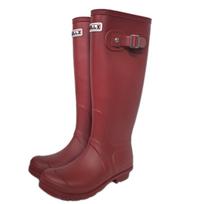 Moterims madingi raudoni aukštakulniai vandeniui atsparūs ir kvėpuojantys nauji lietaus batai neslystantys vandens batai užsienio prekybos moteriški batai lauko 35: instep is a bit tight brown