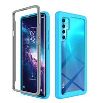 For TCL 20 Pro 5G Crystal Case Hybrid Hard Back Panel Bumper Frame Shell TCL 20 Pro Case Phone TCL20 20Pro Shockproof Capa Funda For TCL 20 Pro 5G&No Screen Protector mėlyna