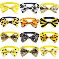 50pcs New Pet Dog Accessories Doggy Bow Tie Animal Bee Pattern Pet Collar Pet Small Dog Puppy Necktie Grooming Accessories yellow