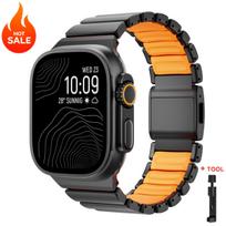 Strap for Apple Watch Ultra 3/2 49mm 46mm 45mm 44mm Stainless Steel Silicone Magnetic Band for Iwatch Series 11 10 9 8 7 6 SE3 5 For Ultra 3 2 1 49mm black