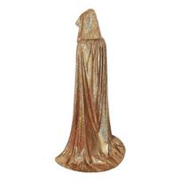 Shiny Hooded Cape Iridescent Cloak Sparkly Full Length Unisex 110cm auksinė