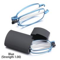 Nešiojami yra akinių dėklas Teleskopinės kojelės sulankstomos skaitymo akiniai Presbyopia akiniai Blue (Strength 1.00) black
