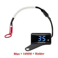 Koso Mini kvadratinis skaitmeninis motociklo cilindro galvutės temperatūros jutiklis Universalus matuoklis NMAX125 XMAX250 300 Su laikikliu Blue-14MM-Left