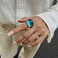 Salircon Bohemia Transparent Multicolour Resin Rings for Women Punk Exaggerate Geometric Chunky Ring Daily Jewelry Accessories gray