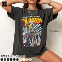 Retro X-Men Classic Komiksų Vintažiniai Nusidėvėję Unisex Sunkios Medvilnės 90-ųjų Grafiniai Marškinėliai S gray