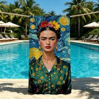 Painter F-Frida K-Kahlo-ES Art Towel For Outdoor Camping Beach Towel Super Absorbent Quick-Drying Summer Towel 70cm×140cm blue