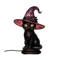 Raganos Skrybėlės Lempa Helovino Dekoras Rankų Darbo Retro Dervos Raganos Lempa USB Maitinamas Miegamojo Stalo Lentynai Namų Šlykštus vakarėlio Dekoras Pink Cat black