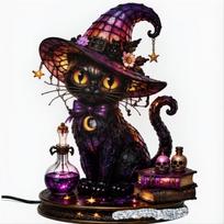 Raganos Skrybėlės Lempa Helovino Dekoras Rankų Darbo Retro Dervos Raganos Lempa USB Maitinamas Miegamojo Stalo Lentynai Namų Šlykštus vakarėlio Dekoras Magic Black Cat
