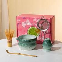 Matcha Rinkinys Matcha Šluotelės Rinkinys, Keramikos Matcha Rinkinys 5 Vnt Matcha Rinkinys Matcha Mėgėjams Matcha Rinkinys tamsiai žalia spalva