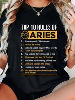 Top 10 Rules of Aries Horoscope Zodiac Gift T-shirt M black