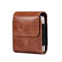 Suderinama su Samsung Z Flip7/8: Avikailio tekstūros odinė juosmens krepšio dėklas telefonui su dideliu sulankstomu ekranu. Universal Large Foldable Screen (8.0*9.5*3.0CM) ruda