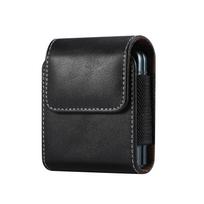 Suderinama su Samsung Z Flip7/8: Avikailio tekstūros odinė juosmens krepšio dėklas telefonui su dideliu sulankstomu ekranu. Universal Large Foldable Screen (8.0*9.5*3.0CM) juoda