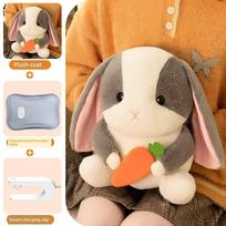 Rechargeable Explosion-Proof Hot Water Bag, Electric Heating Pad, Cute Foot Warmer for Bed Gray & White Rabbit balta/pilka spalva