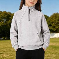 Boys' Full Zip Hoodie Long Sleeve Sweatshirt - Color Casual Comfortable Top for Sports and Daily Wear 130 šviesiai pilka spalva
