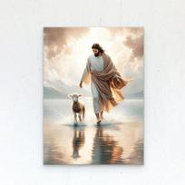 Jėzaus Kristaus drobės Postres Krikščioniškas Jėzaus portretas Sienos meno spaudinys Plakatas Aš vaikščiosiu su Kristumi LDS Biblijos eilutė Dovanų plakatas 50X70CM No Framed