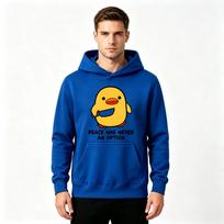 Men's Pullover Hoodie, Funny Yellow Duck Knife Peace Never An Option Printed Casual Hooded Sweatshirt for Daily Wear XXXL mėlynas lubinas